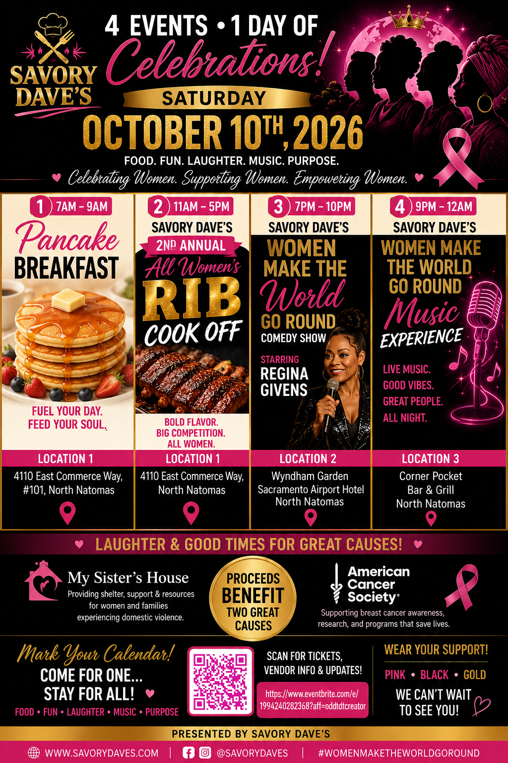 Savory Dave's 4 Events 1 Day of Celebrations flyer