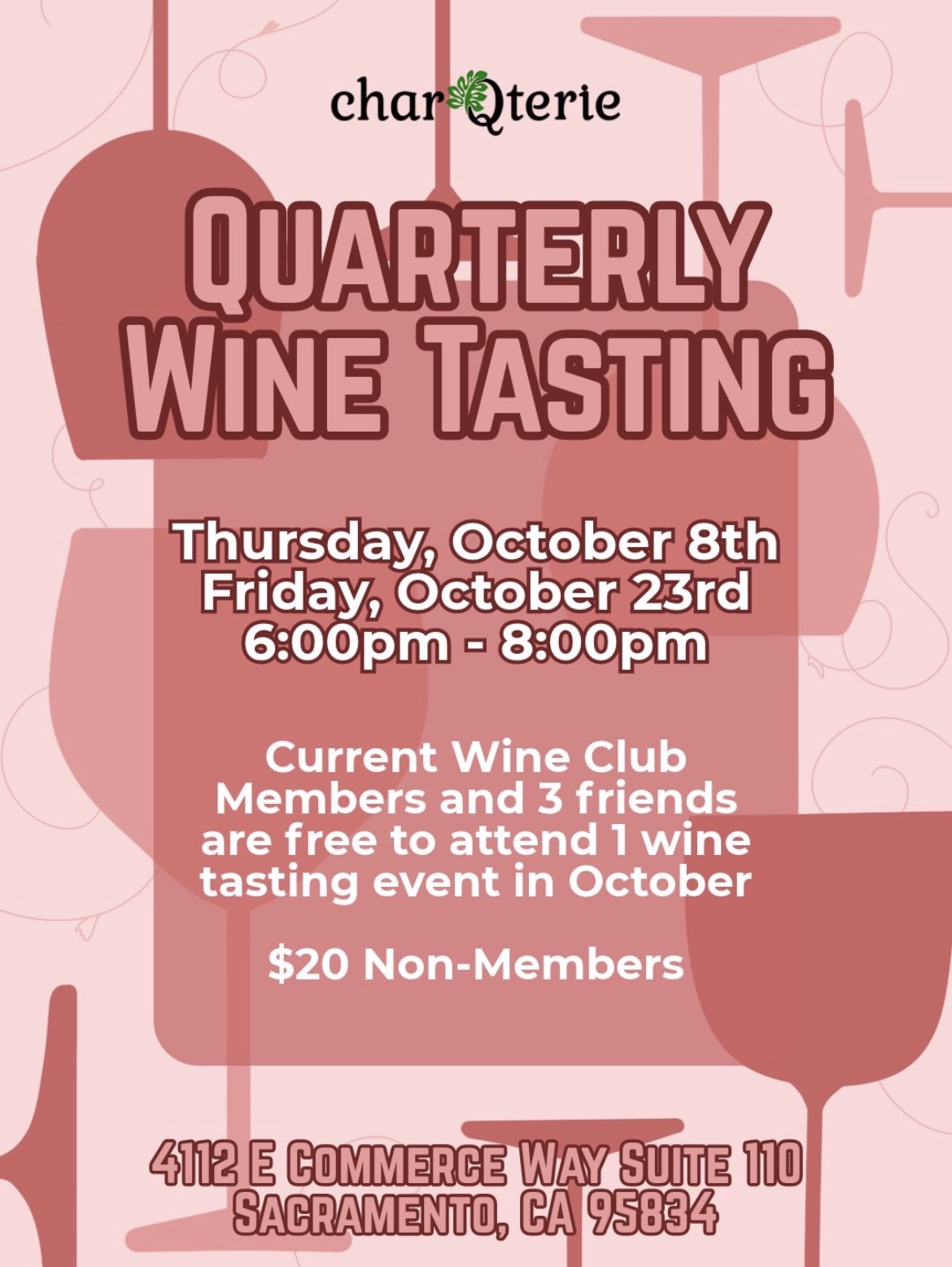 Quarterly Wine Tasting event flyer