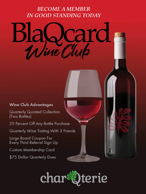 BlaQard Wine Club membership flyer